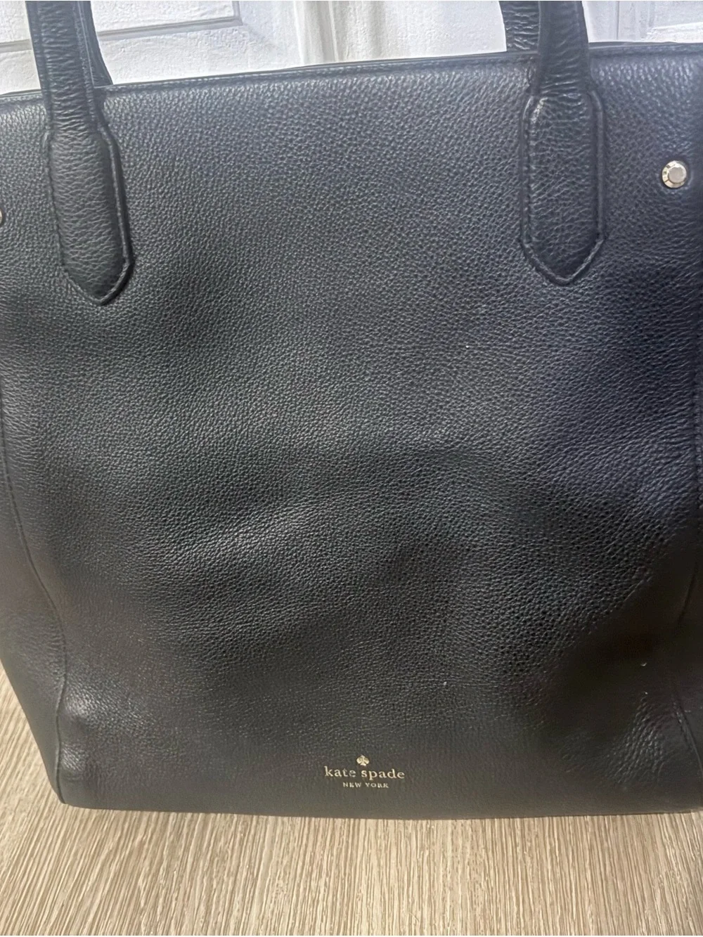 kate spade Black Leather Tote with Tassel Charm